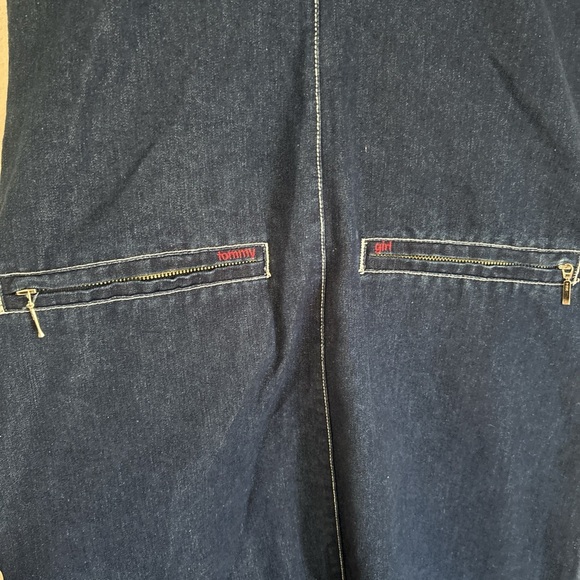 Tommy Jeans Denim Overall Dress Women’s M Button Front Midi Y2K Preppy Pockets - Picture 5 of 7